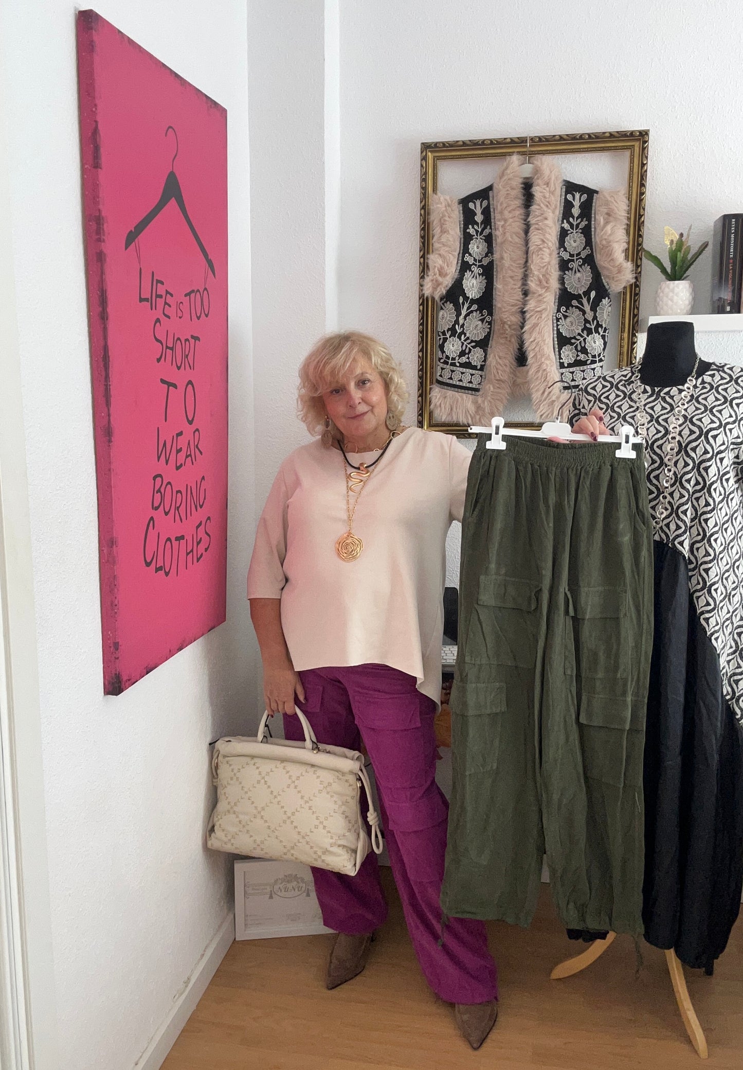 Pantalón cargo buganvilla
